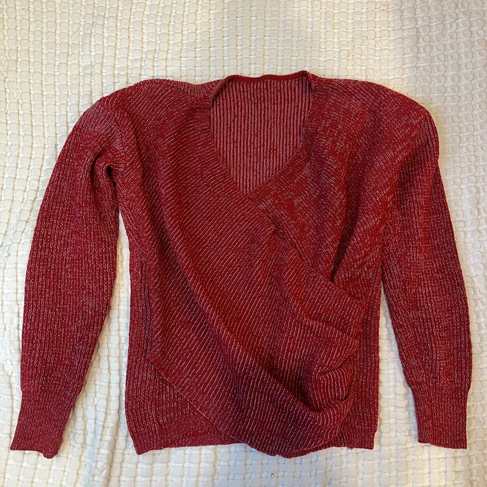 Women's Red Knit Wrap Sweater